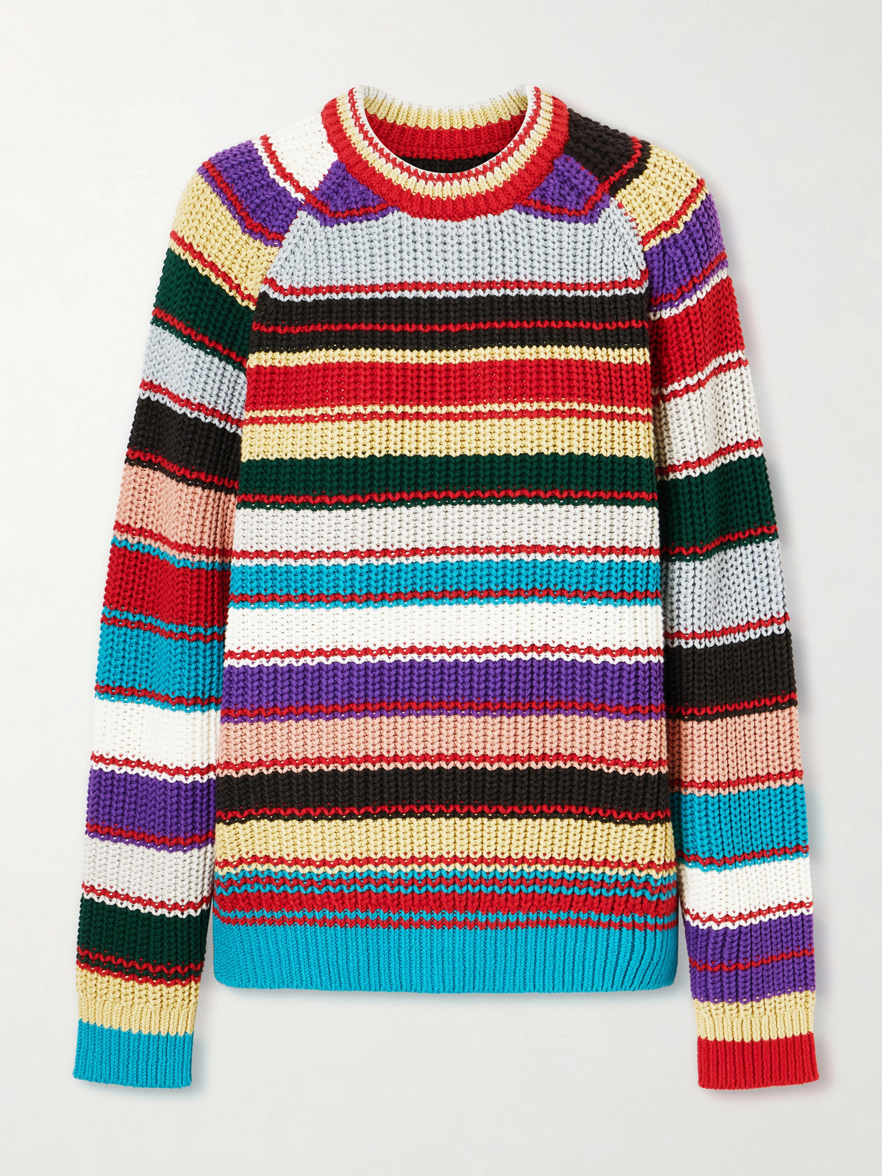 Aimé Leon Dore Striped Crewneck Cotton-knitted Sweater In Multi