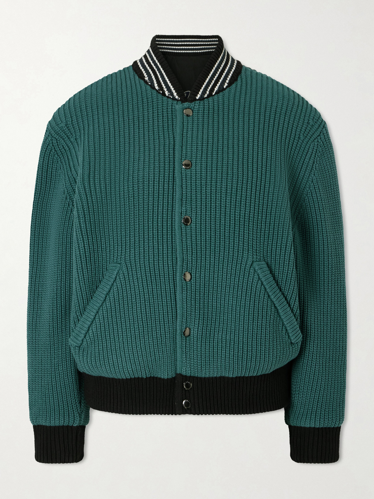 Aimé Leon Dore Reversible Knit Bomber In Green