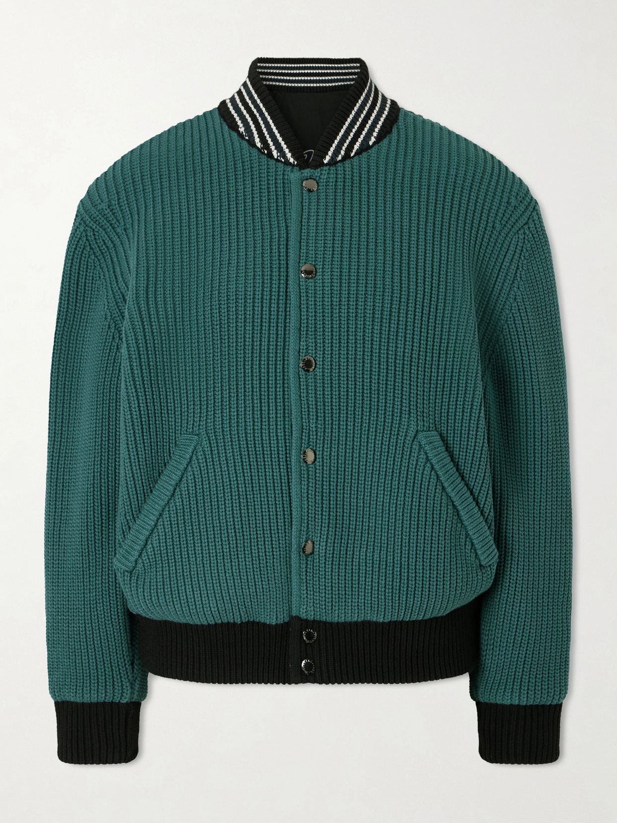 Reversible knit bomber