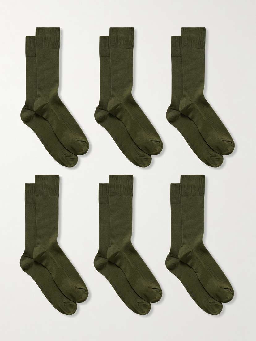 CDLP Set Of Six Ribbed Cotton-blend Socks