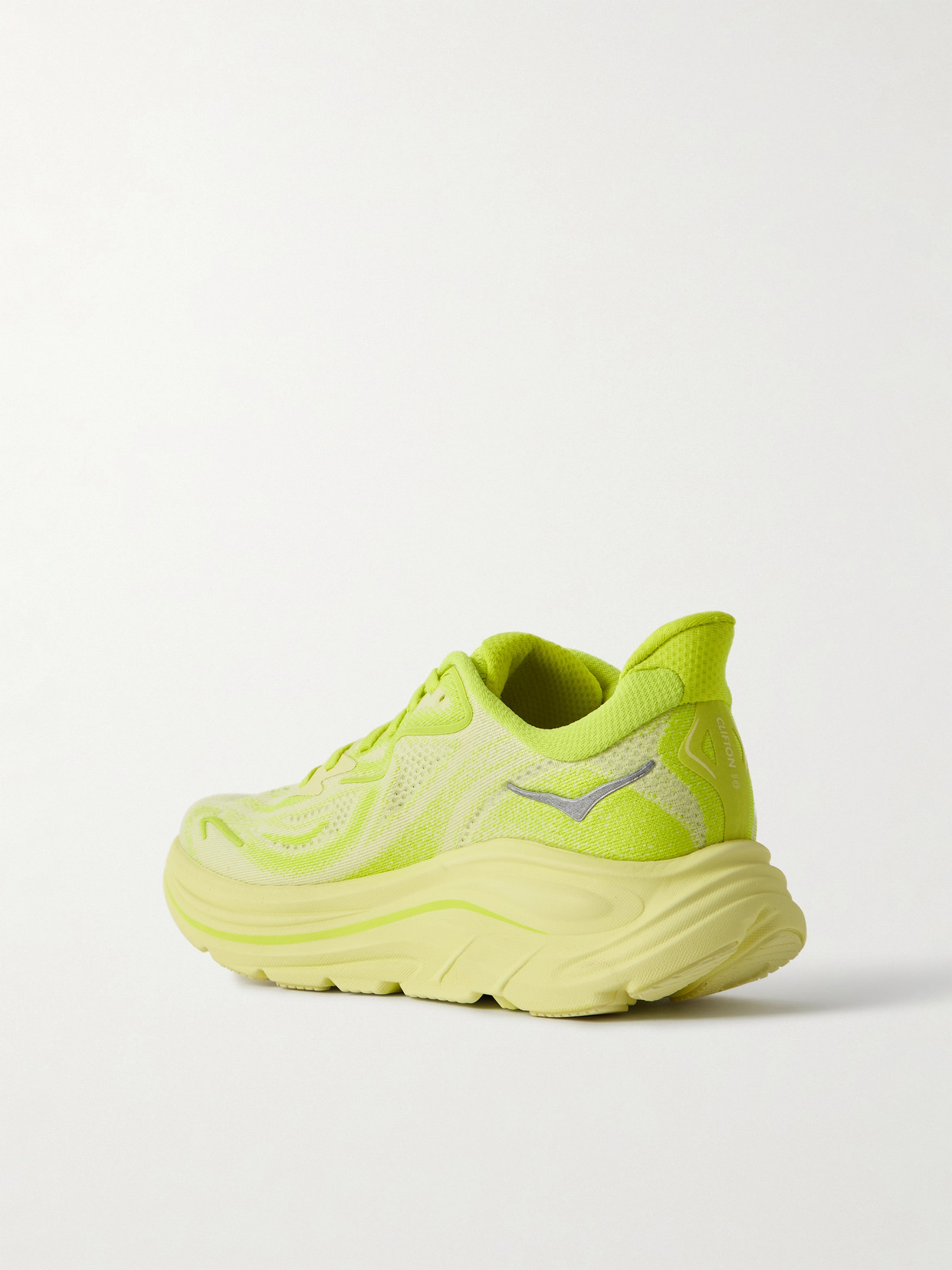 Hoka Clifton 10 Rubber-trimmed Jacquard-mesh Sneakers In Yellow