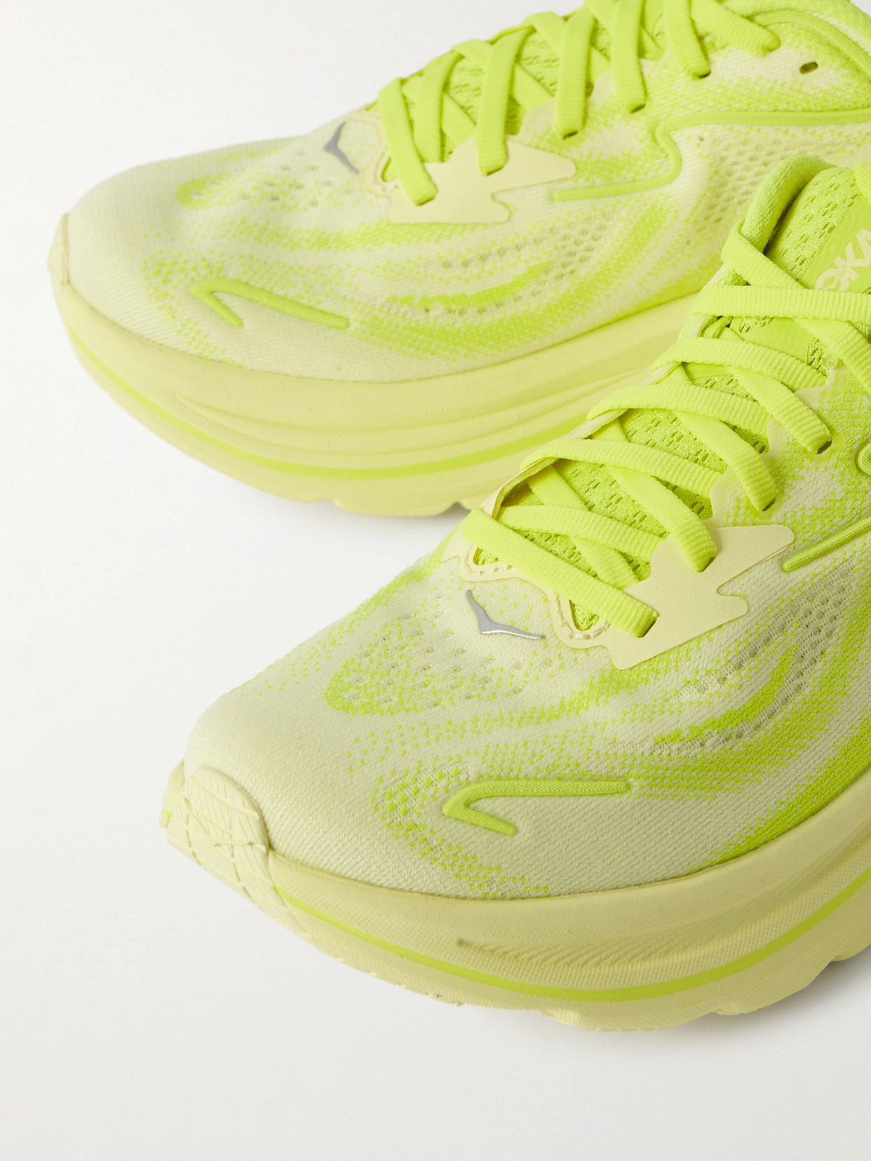 Hoka Clifton 10 Rubber-trimmed Jacquard-mesh Sneakers In Yellow