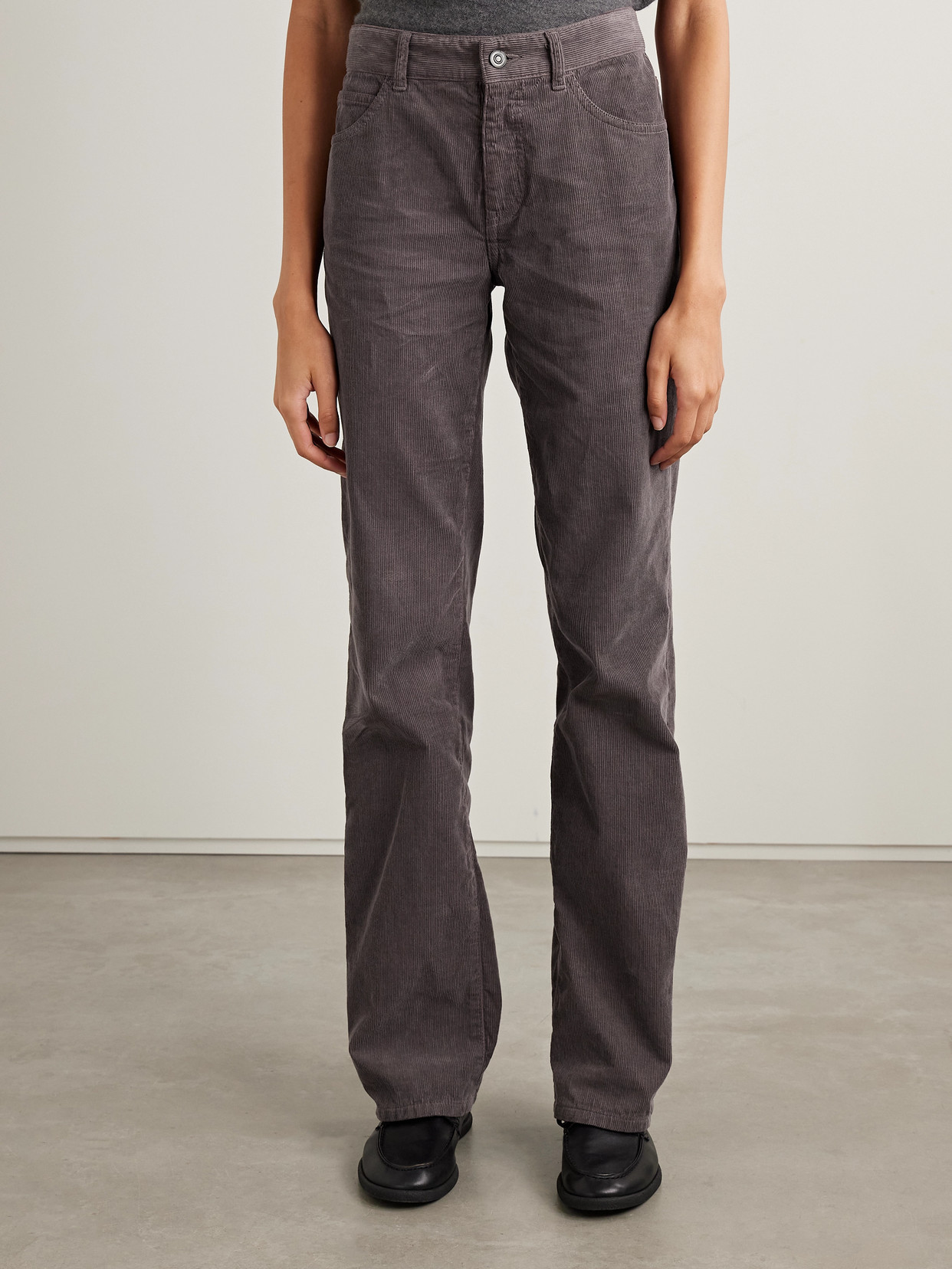 The Row Carlyl Cotton-corduroy Straight-leg Pants In Brown