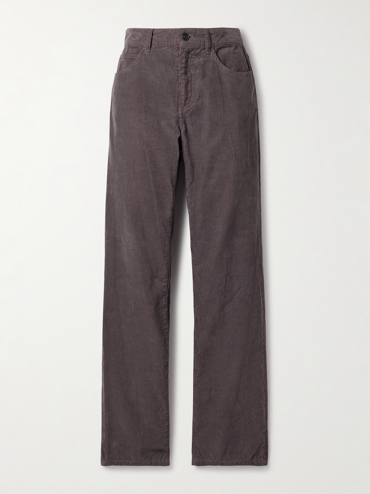 The Row Carlyl Cotton-corduroy Straight-leg Pants In Brown