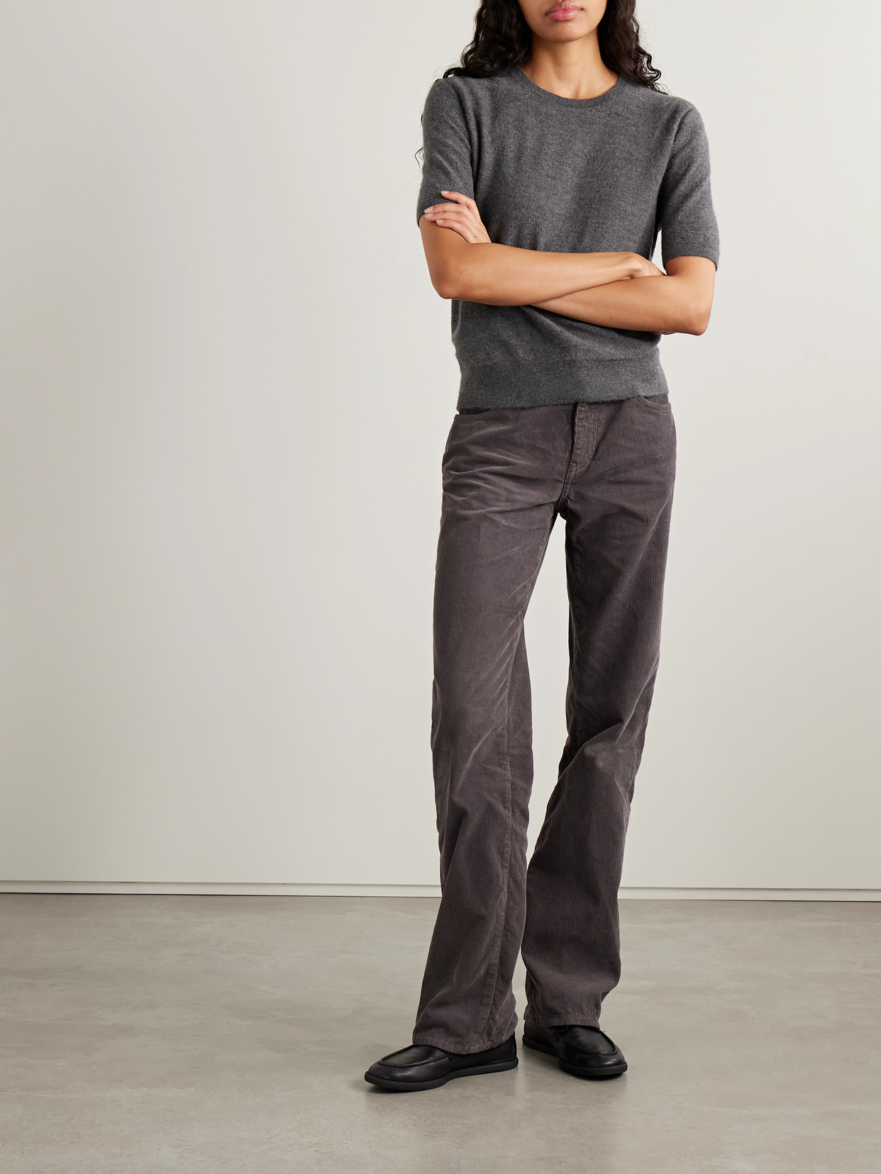 The Row Carlyl Cotton-corduroy Straight-leg Pants In Brown