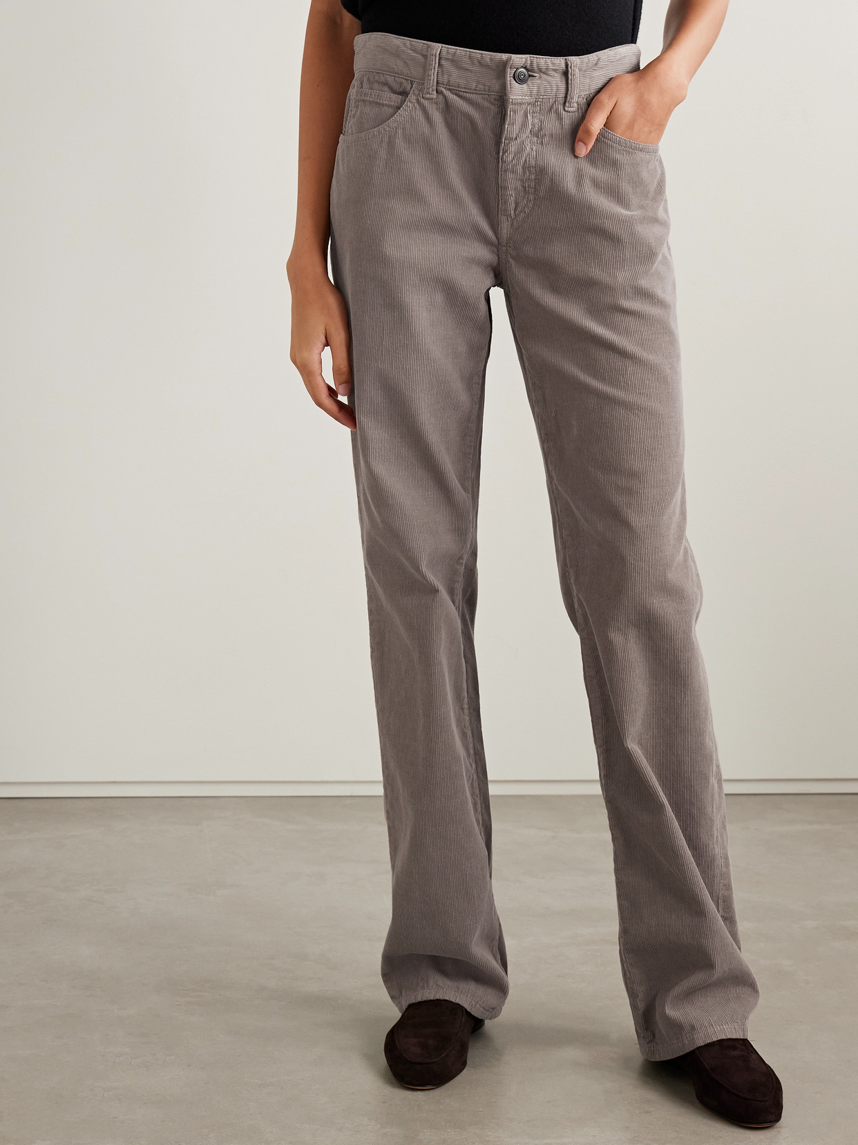 The Row Carlyl Cotton-corduroy Straight-leg Pants In Brown
