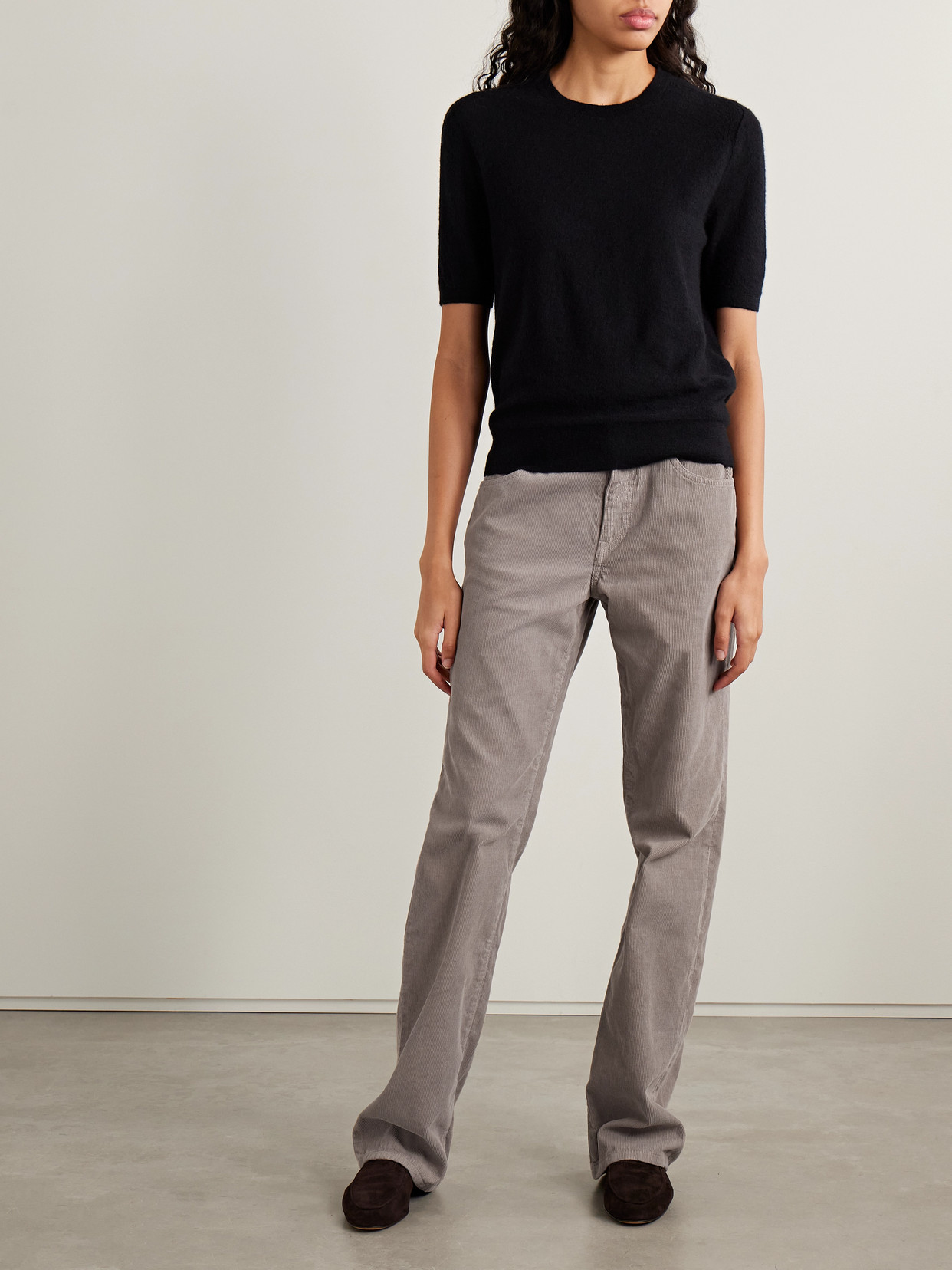 The Row Carlyl Cotton-corduroy Straight-leg Pants In Brown