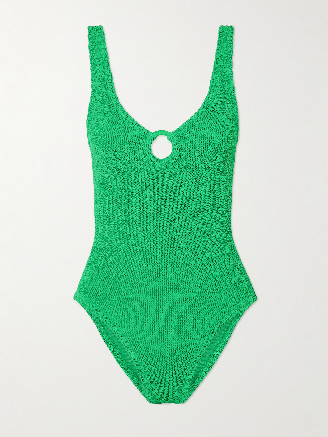 Hunza G Coverage Celine Seersucker Swimsuit In Green