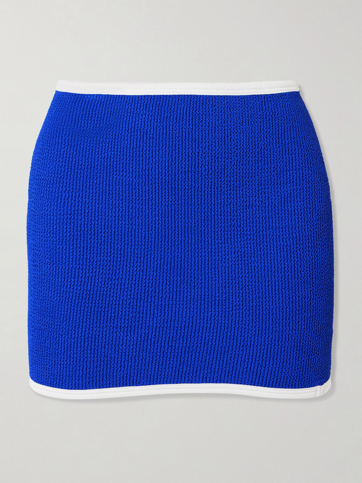Hunza G Devyn Convertible Two-tone Seersucker Swim Skirt In Blue