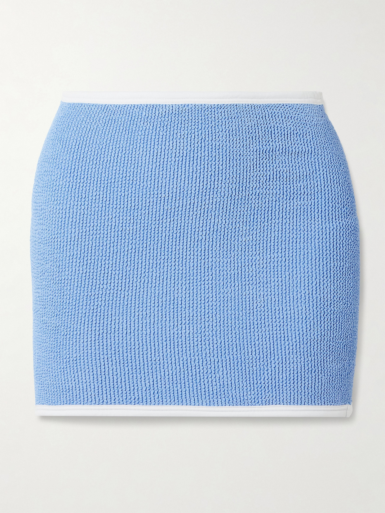 Hunza G Devyn Convertible Two-tone Seersucker Swim Skirt In Blue