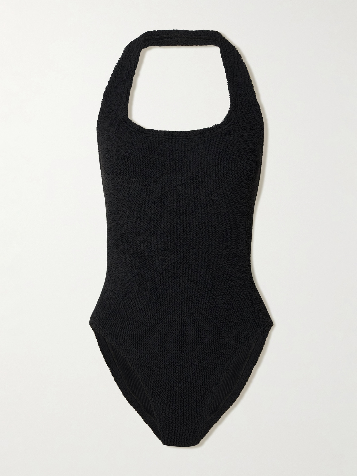 Hunza G Sandy Seersucker Halterneck Swimsuit In Black