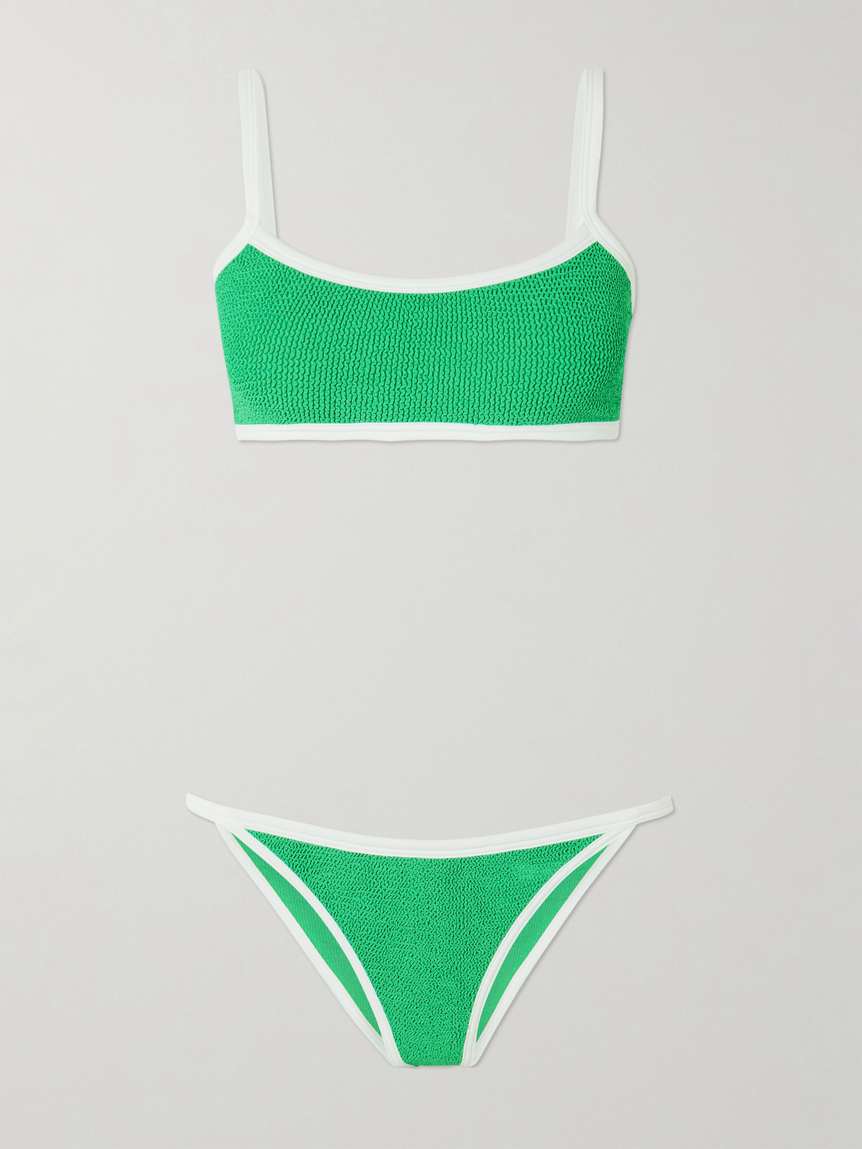 Hunza G Tyler Two-tone Seersucker Bikini In Green