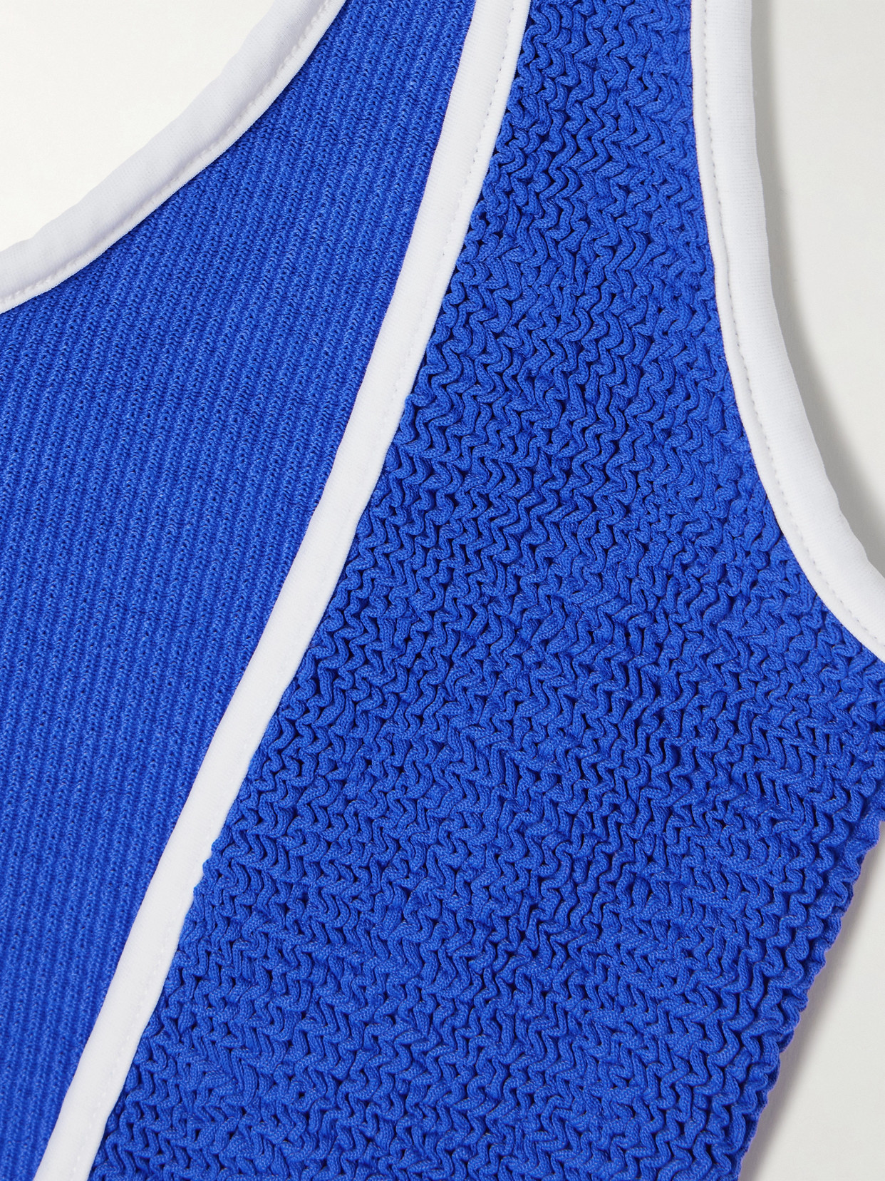 Hunza G Faye Two-tone Seersucker Swimsuit In Multi