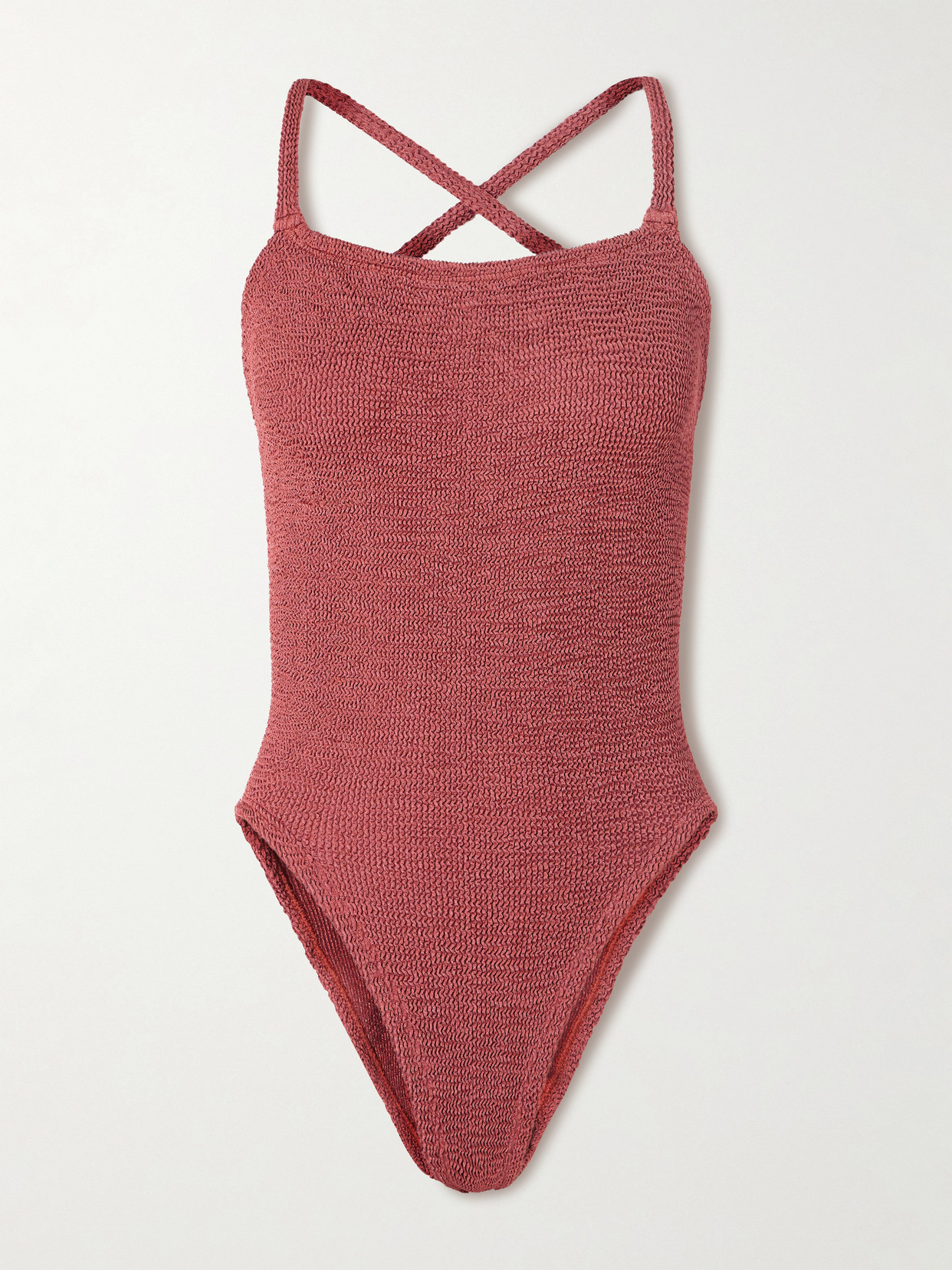 Hunza G Bette Seersucker Swimsuit In Burgundy