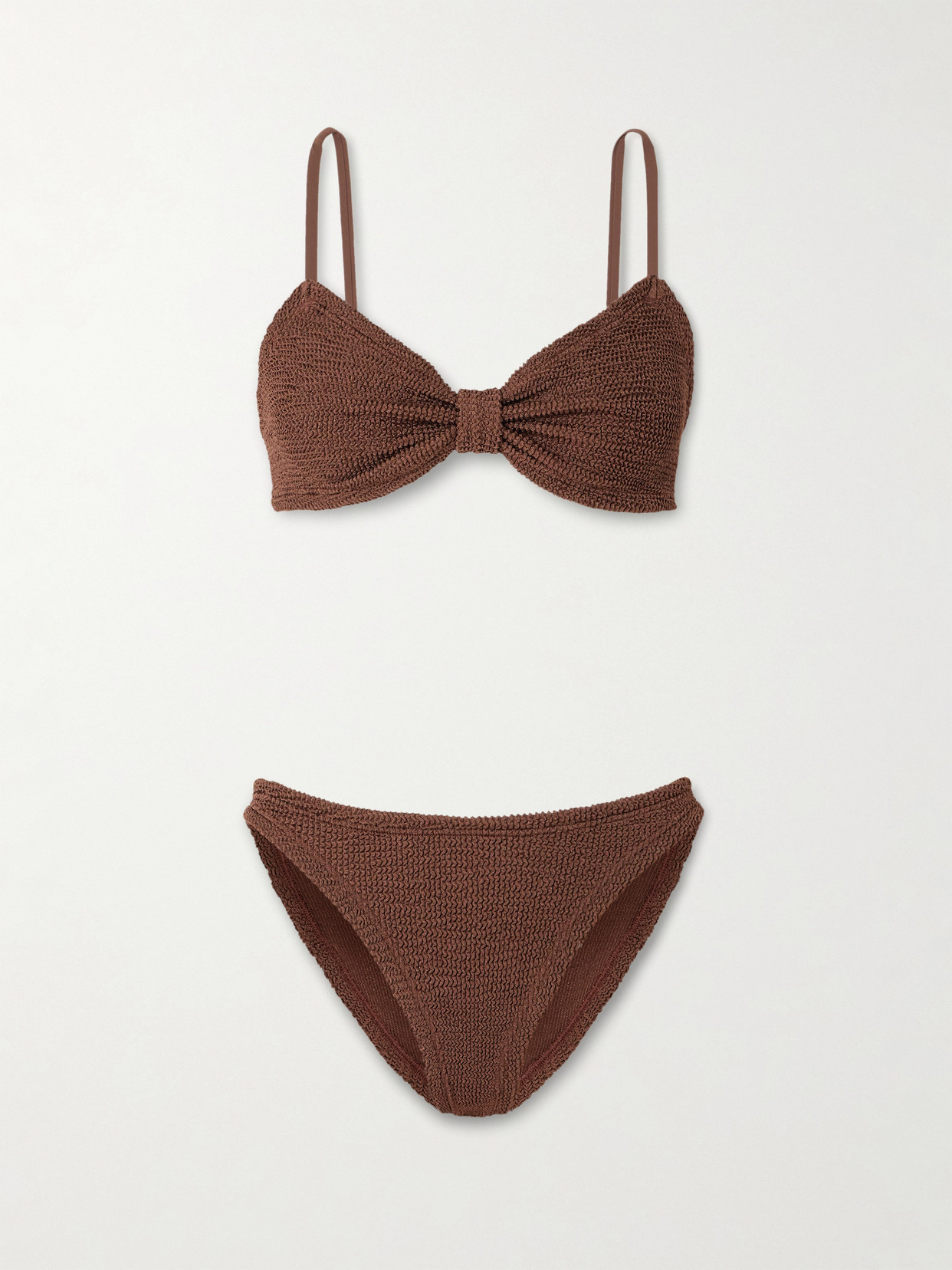 Hunza G Alicia Seersucker Bikini In Brown