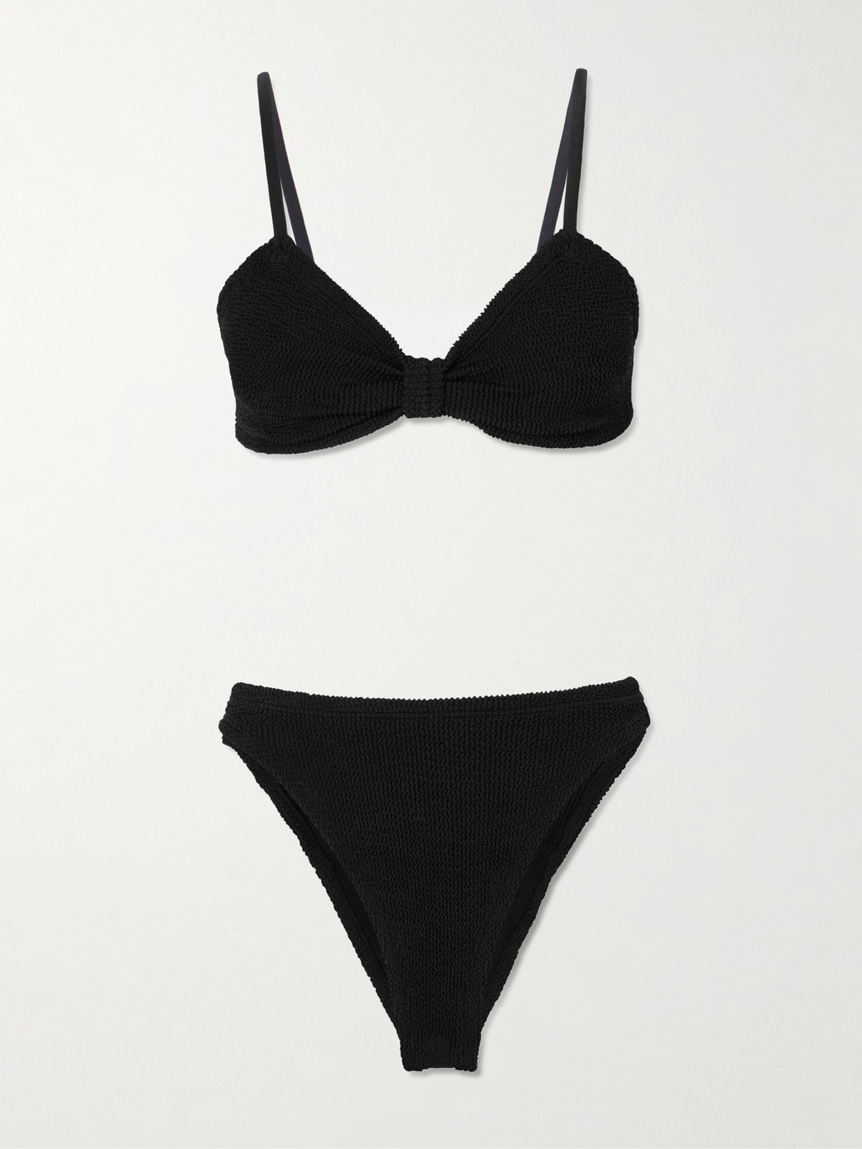 Hunza G Alicia Seersucker Bikini In Black