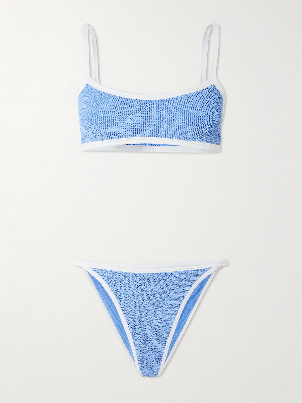 Hunza G Tyler Two-tone Seersucker Bikini In Blue