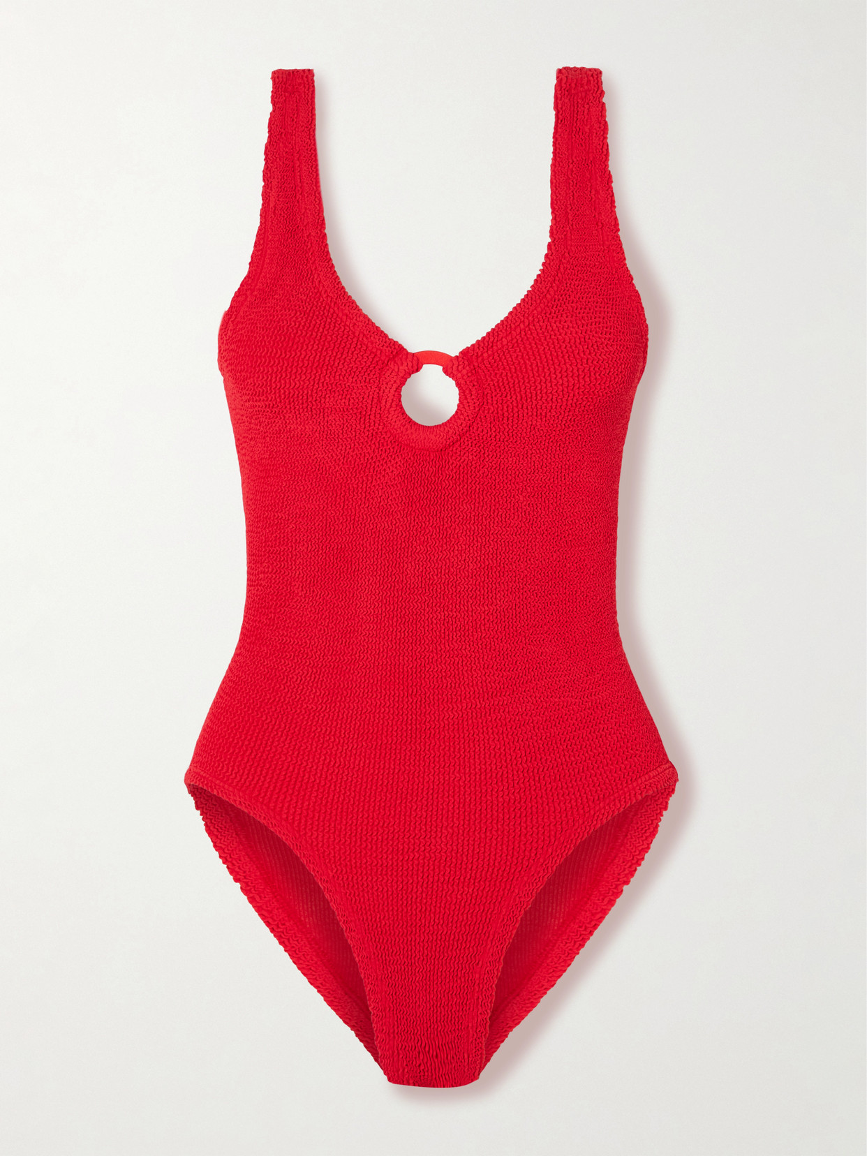Hunza G Coverage Celine Seersucker Swimsuit In Red