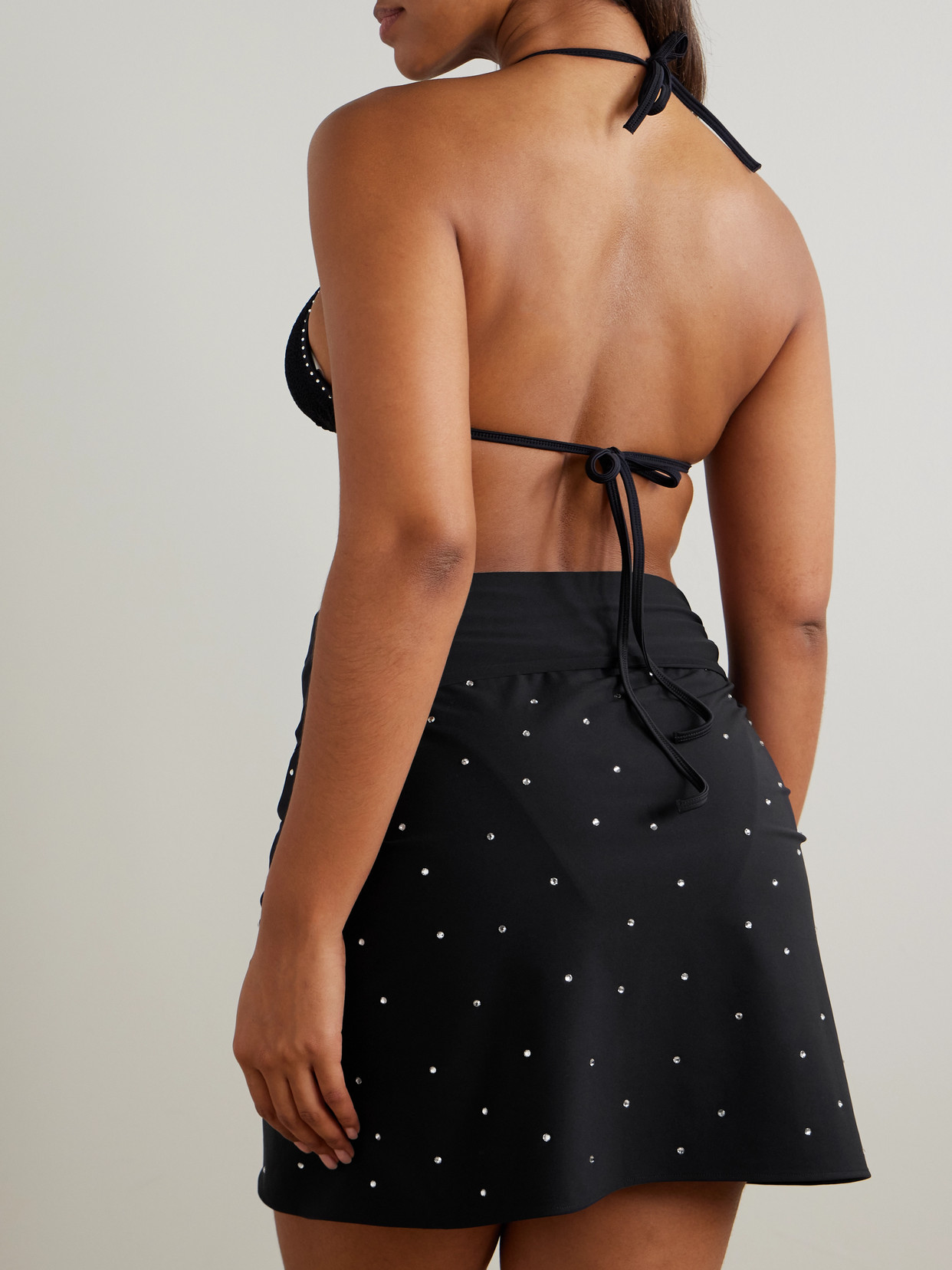 Hunza G Swarovski Crystal-embellished Jersey Pareo In Black