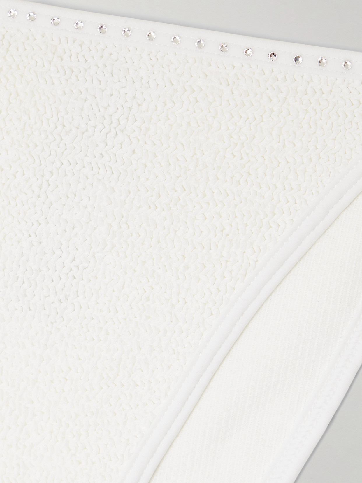 Hunza G Gina Swarovski Crystal-embellished Seersucker Bikini In White