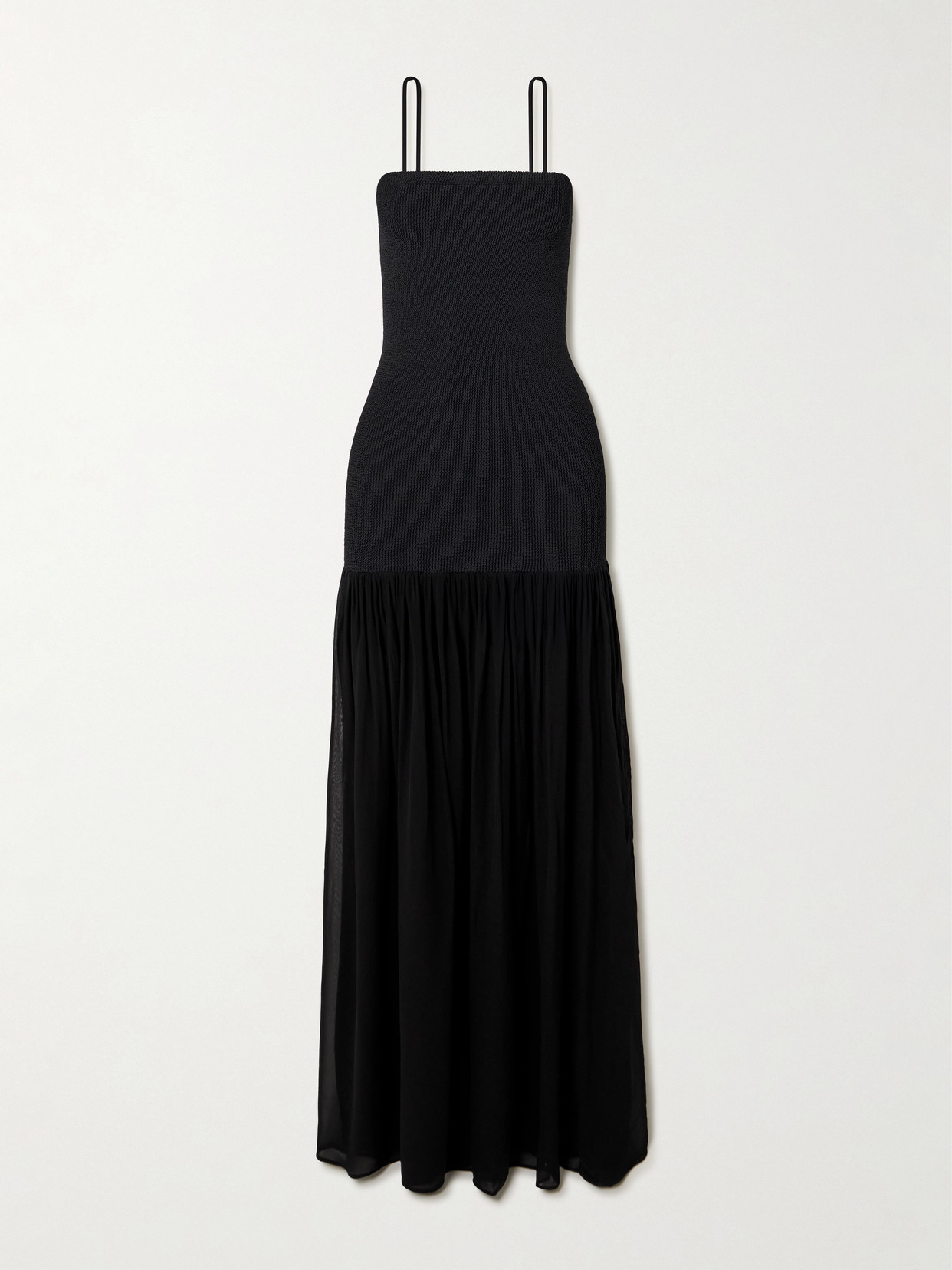 Hunza G Hybrid Seersucker And Chiffon Maxi Dress In Multi