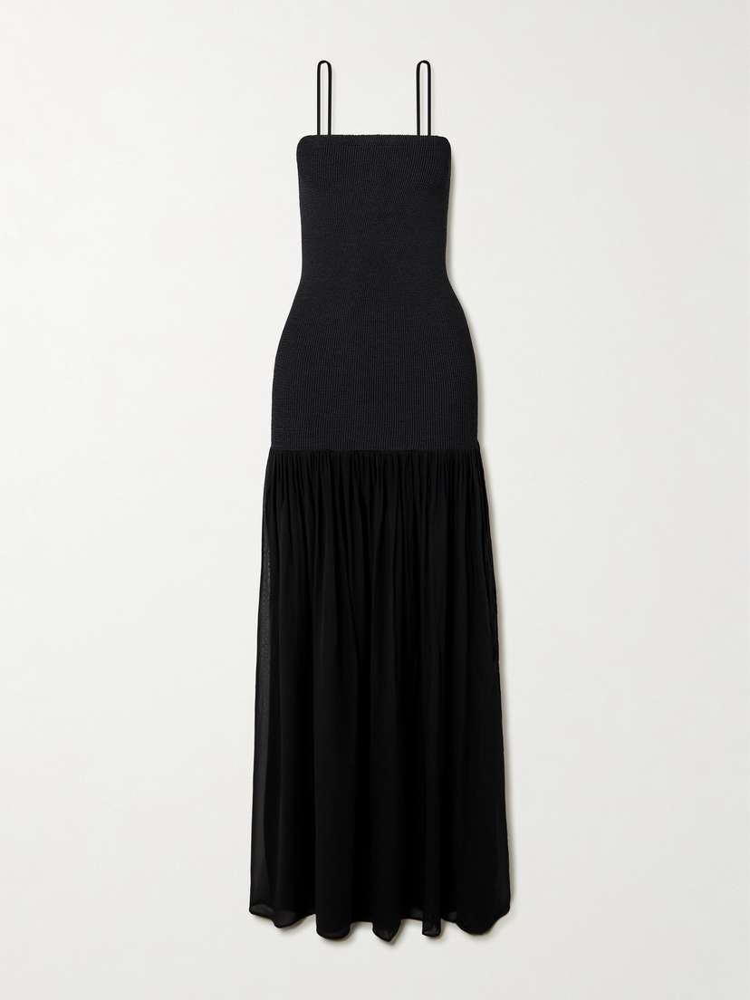 Hunza G Hybrid Original Crinkle™ And Georgette Maxi Dress