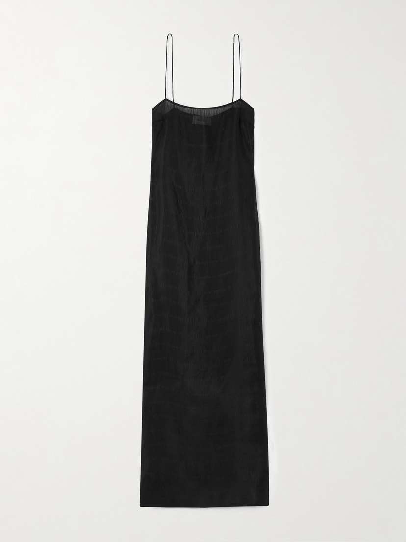 Matteau Shirred Silk And Linen-blend Maxi Dress