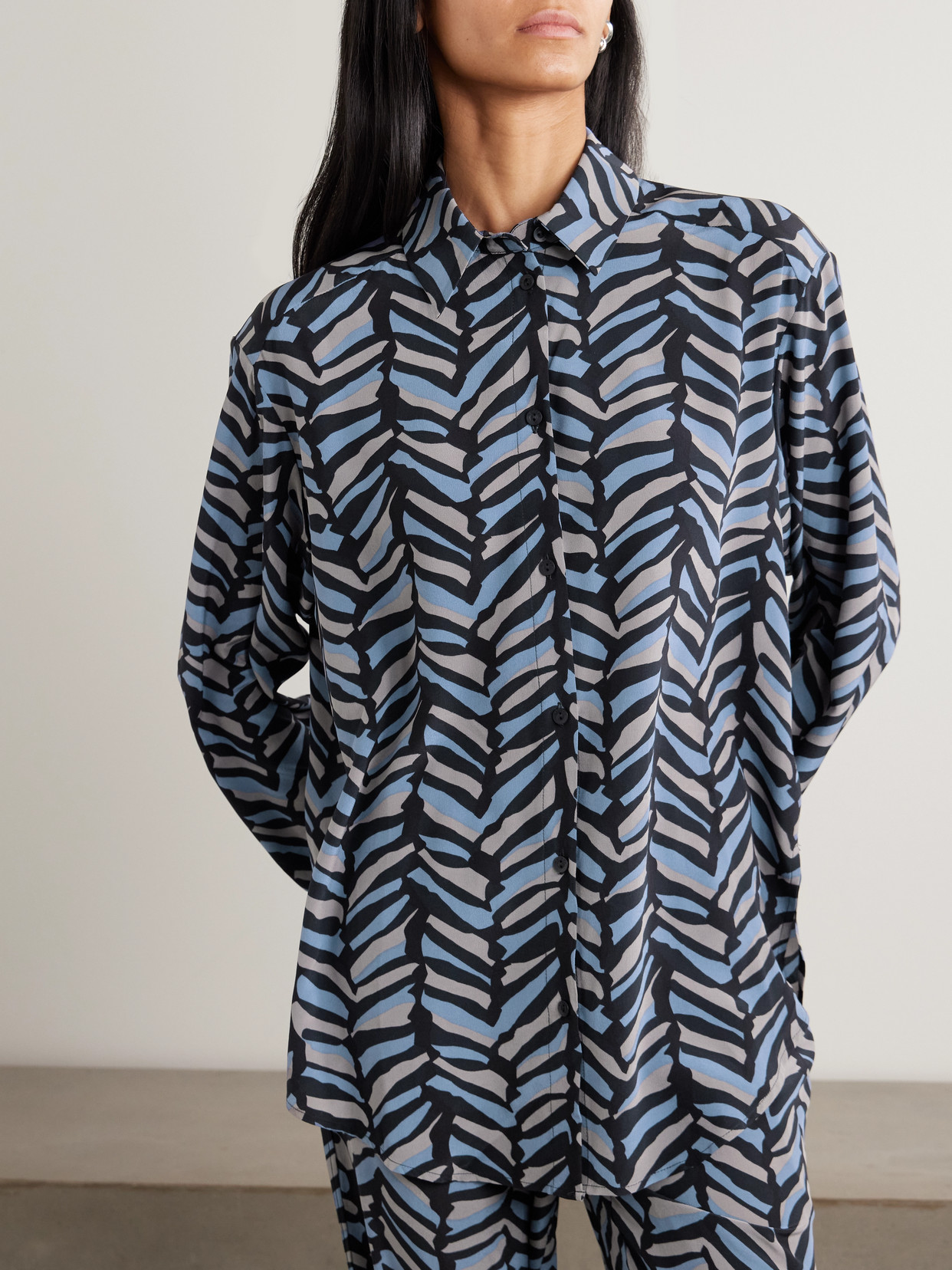 Matteau Striped Silk Crepe De Chine Shirt In Multi