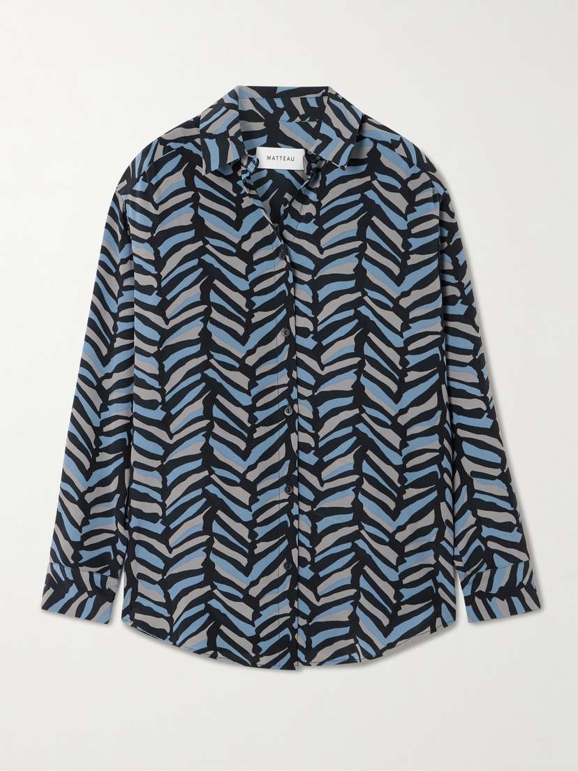 Matteau Printed Silk Crepe De Chine Shirt