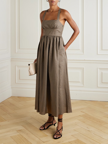 Matteau Linen and cotton-blend midi dress