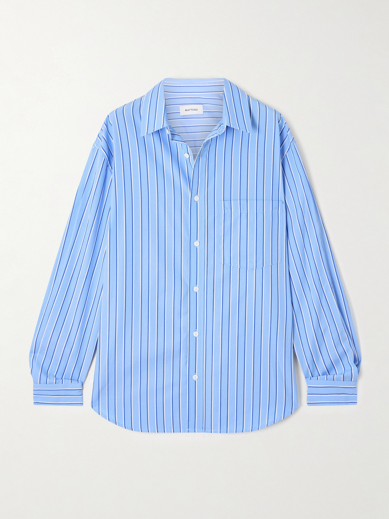 Matteau Striped Organic Cotton-poplin Shirt In Blue