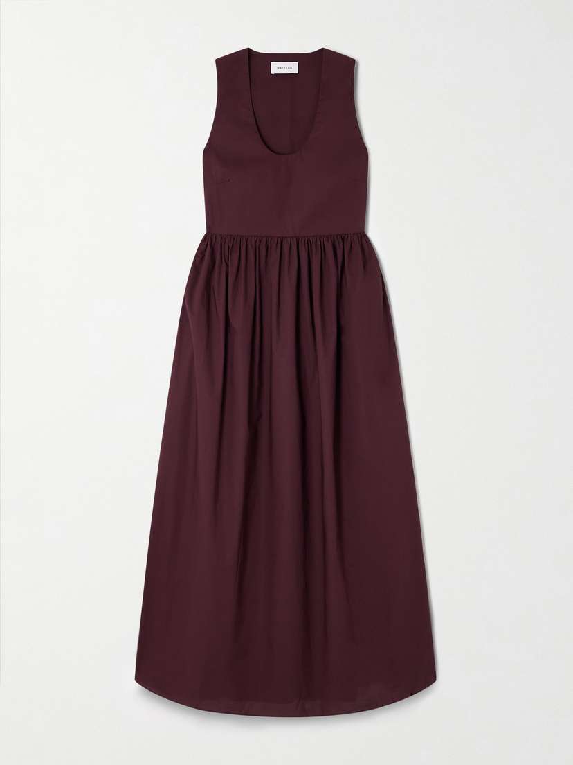 Matteau Gathered Organic Cotton-poplin Midi Dress