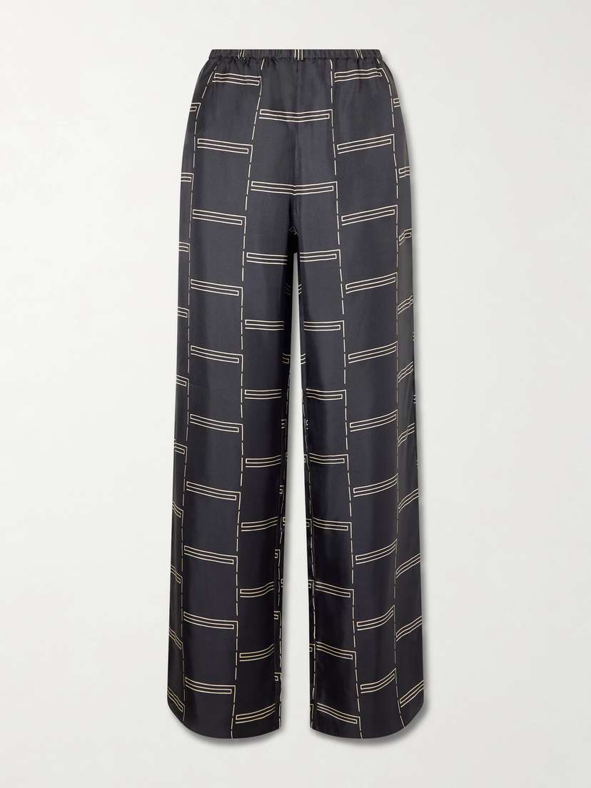 Matteau Printed Silk-twill Straight-leg Pants