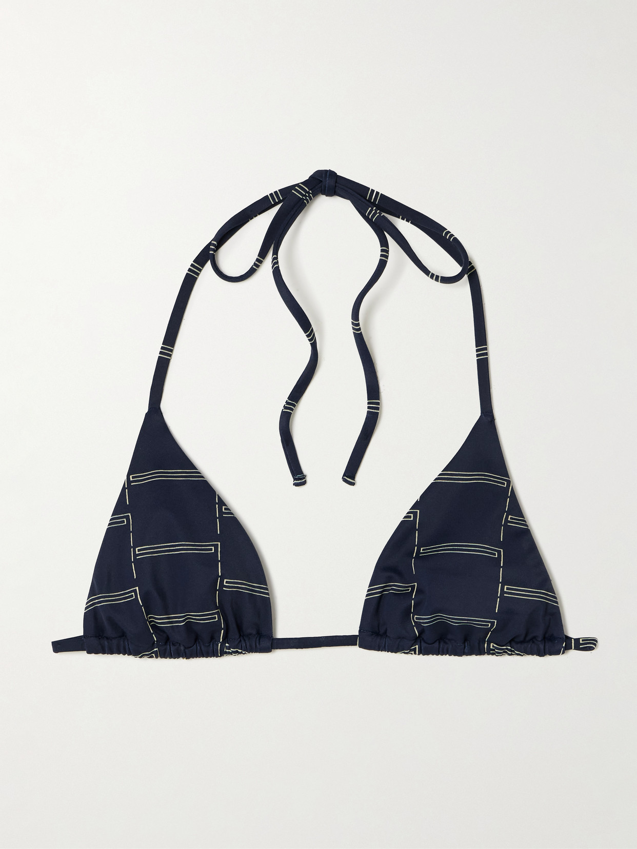 Matteau The String Printed Recycled Triangle Bikini Top In Blue