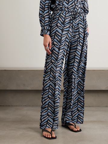 Matteau Printed silk crepe de chine straight-leg pants