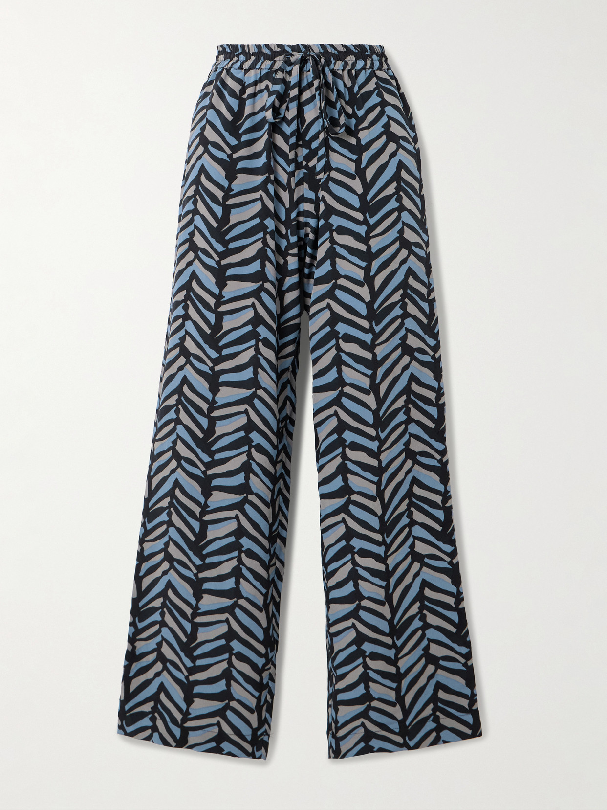 Matteau Printed Silk Crepe De Chine Straight-leg Pants In Multi