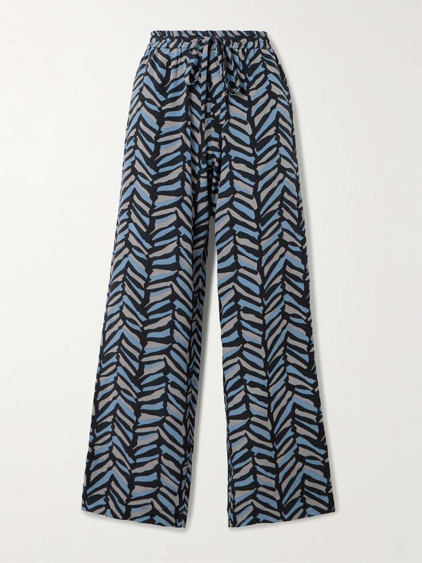 Matteau Printed Silk Crepe De Chine Straight-leg Pants