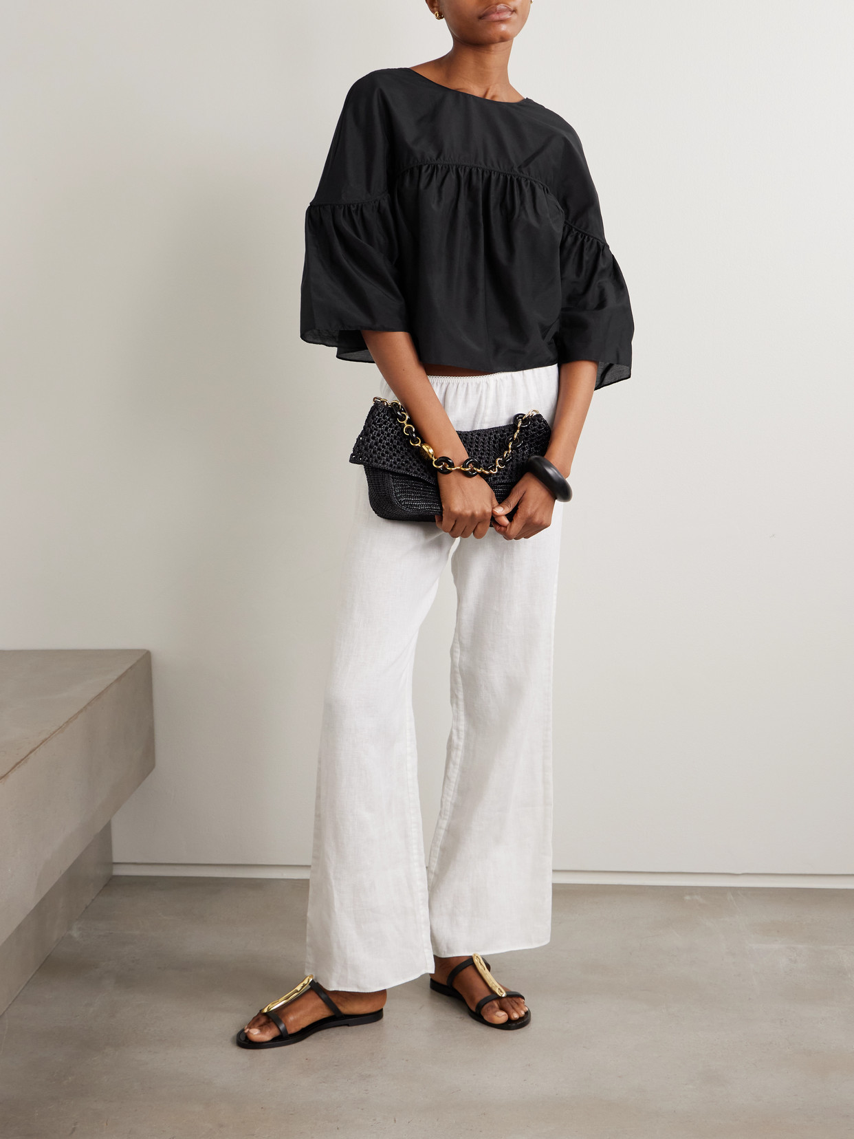 Gathered Organic Cotton And Silk-Blend Blouse