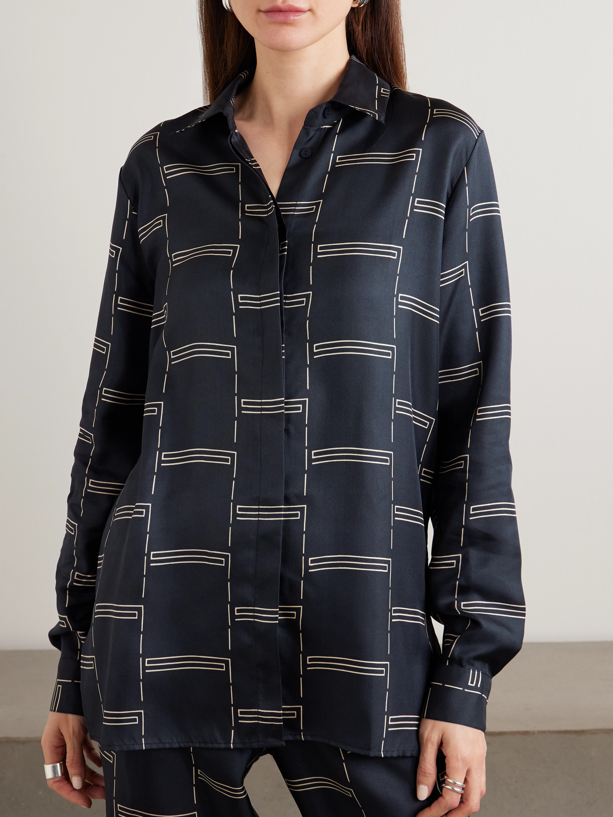 Printed Silk-Twill Shirt