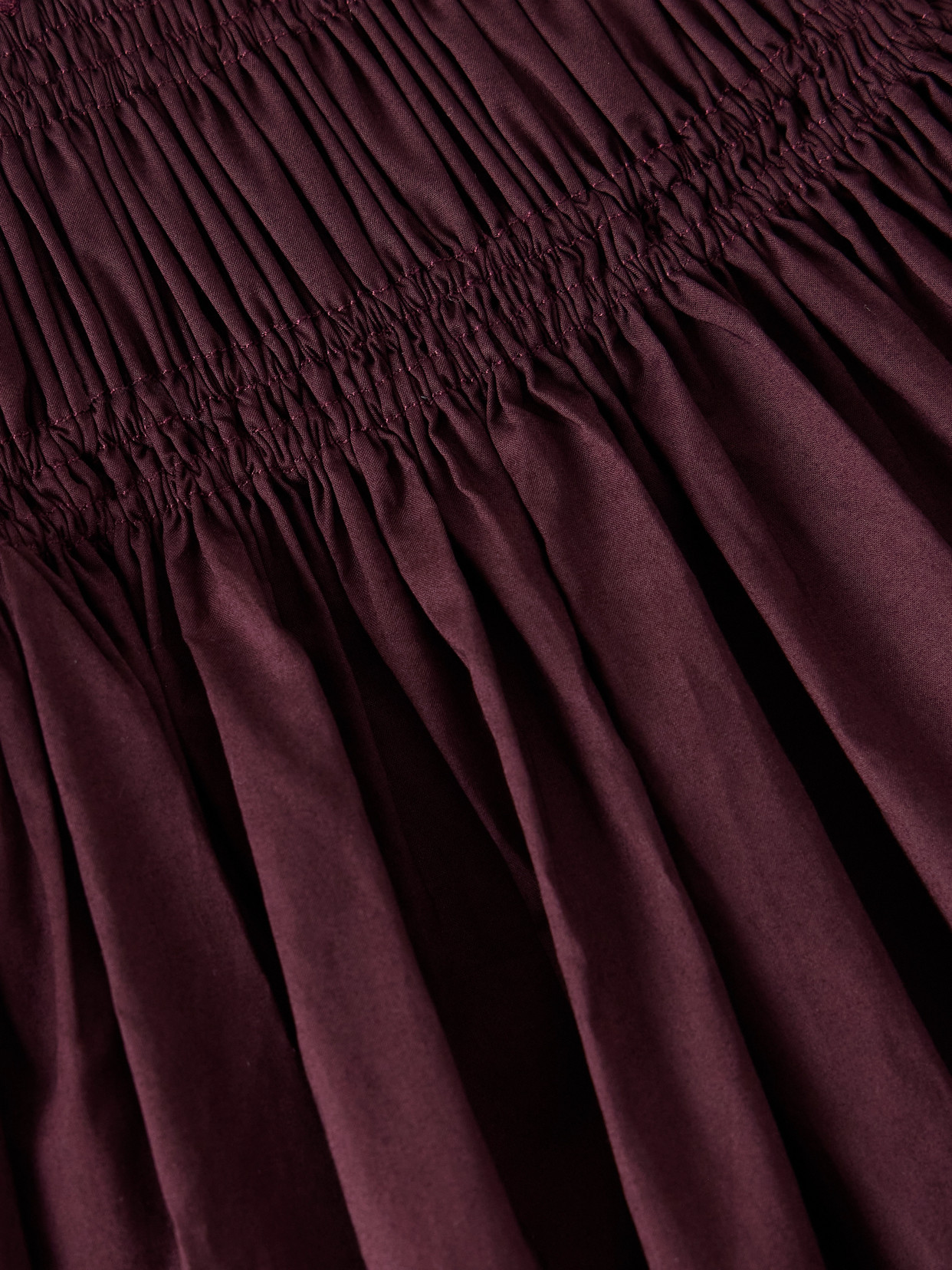 Matteau Shirred Organic Cotton-poplin Midi Dress In Burgundy