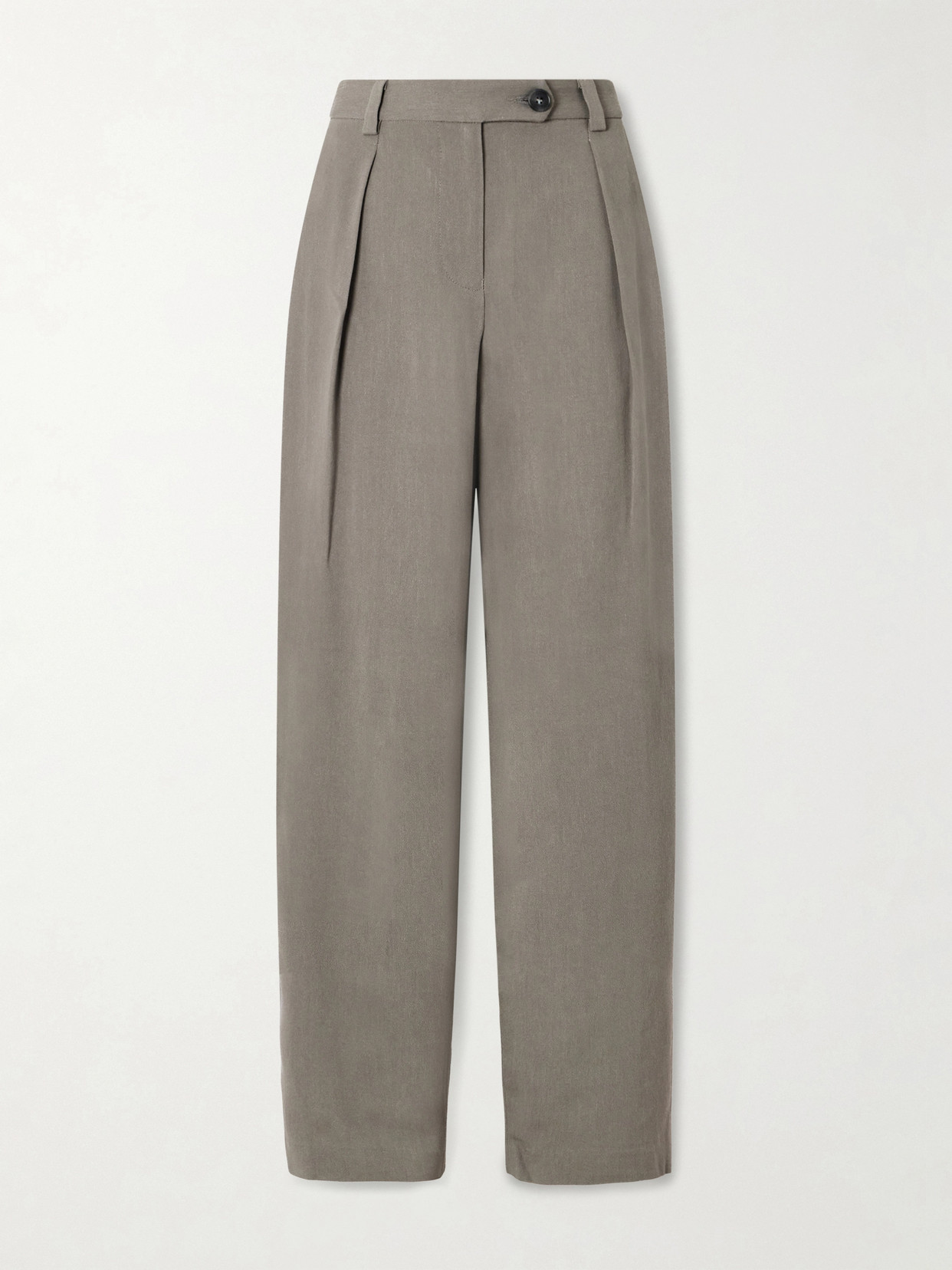 Matteau Pleated Woven Straight-leg Pants In Gray