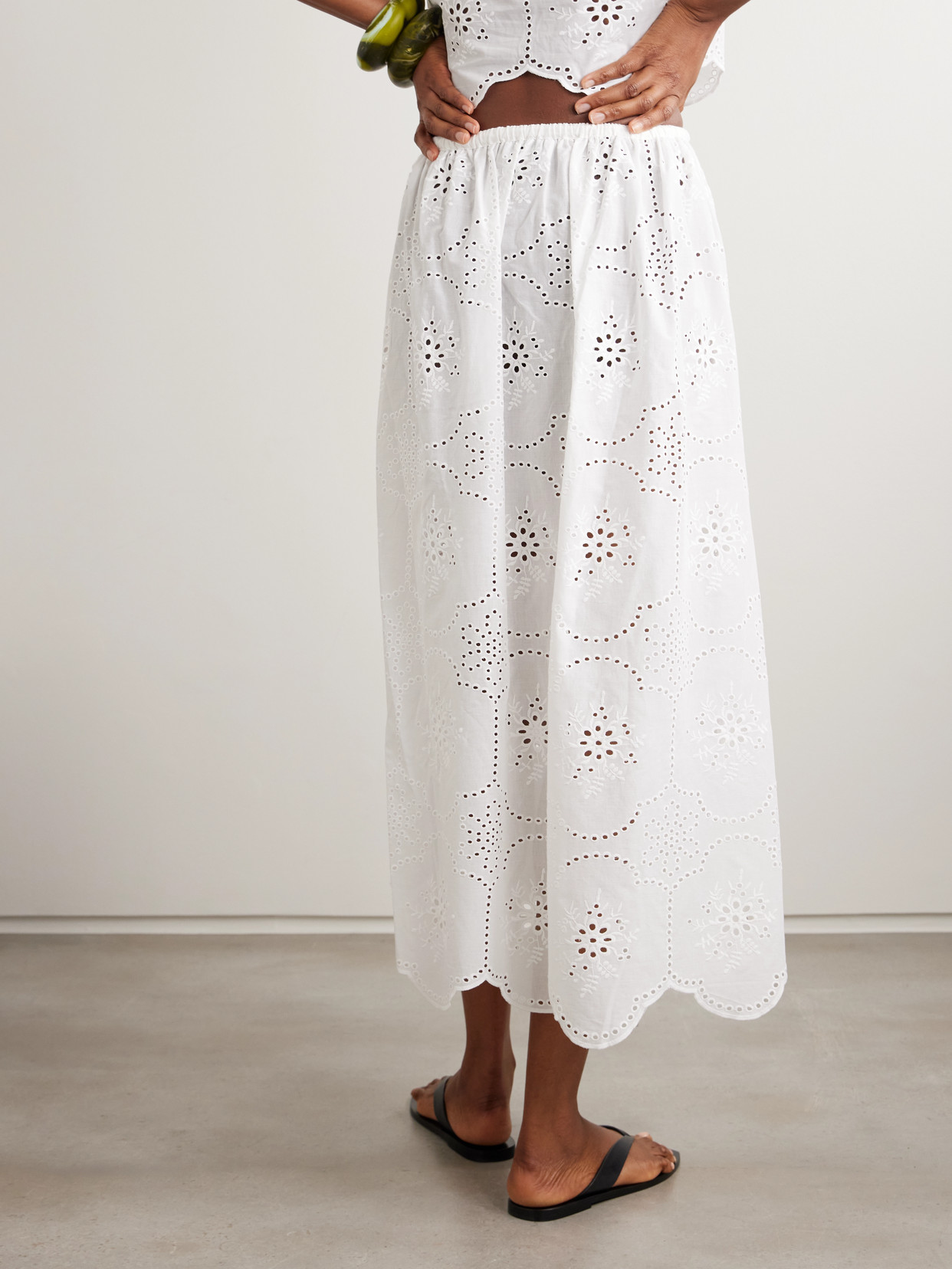 Scalloped Broderie Anglaise Cotton Midi