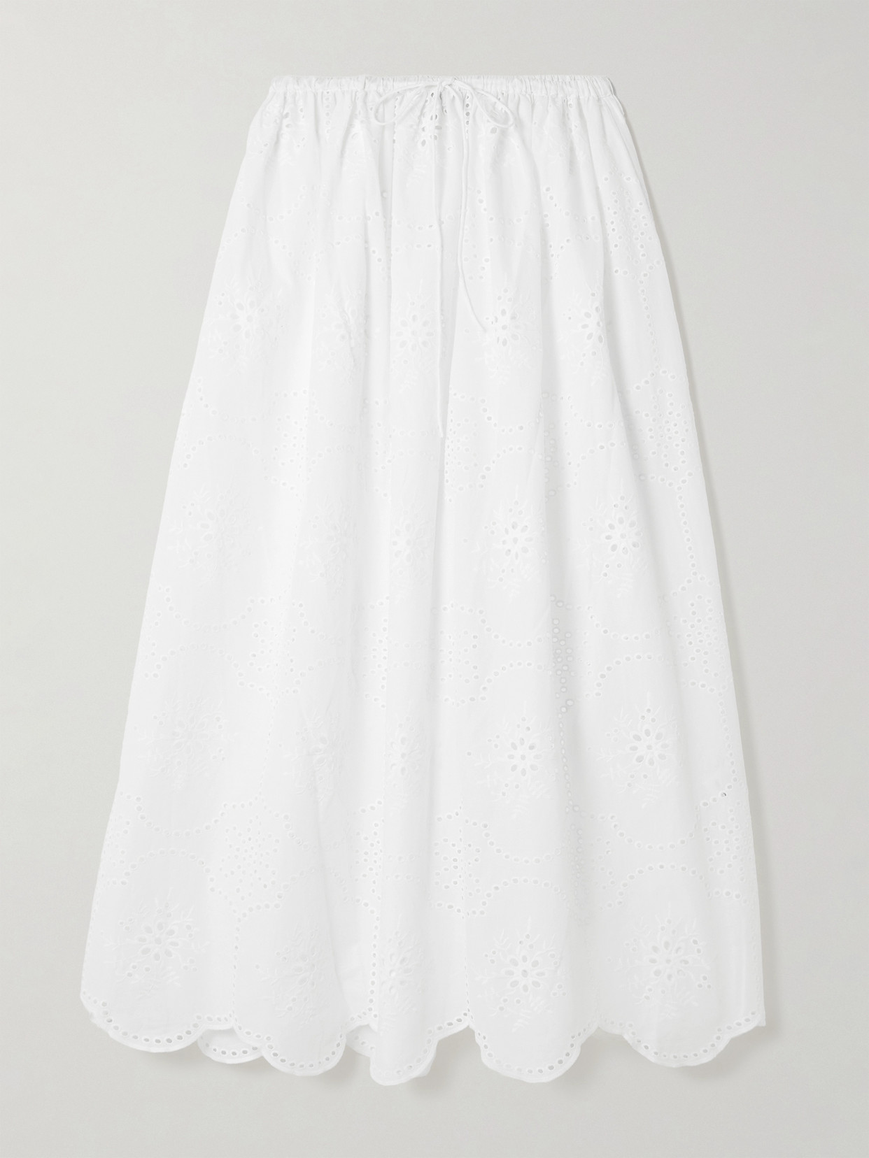 Matteau Scalloped Broderie Anglaise Cotton Midi Skirt In White