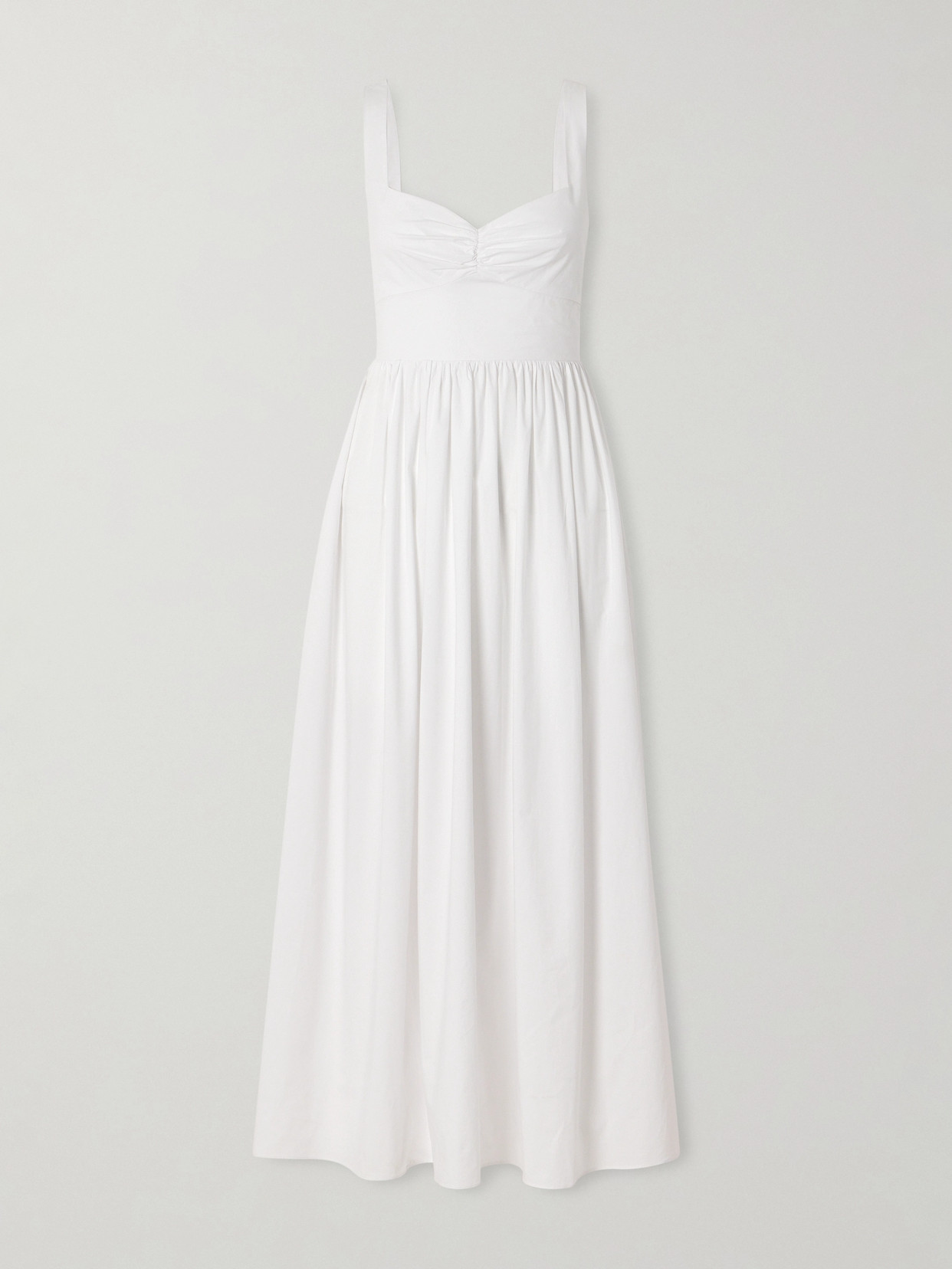 Matteau Gathered Organic Cotton-poplin Midi Dress In White
