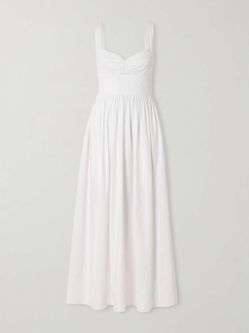 Matteau Gathered Organic Cotton-poplin Midi Dress