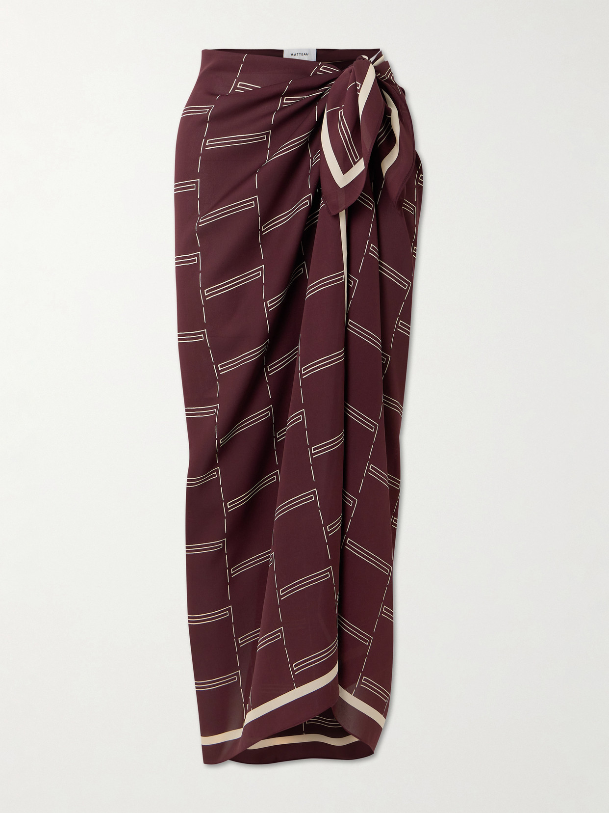 Matteau Printed Silk-georgette Pareo In Burgundy