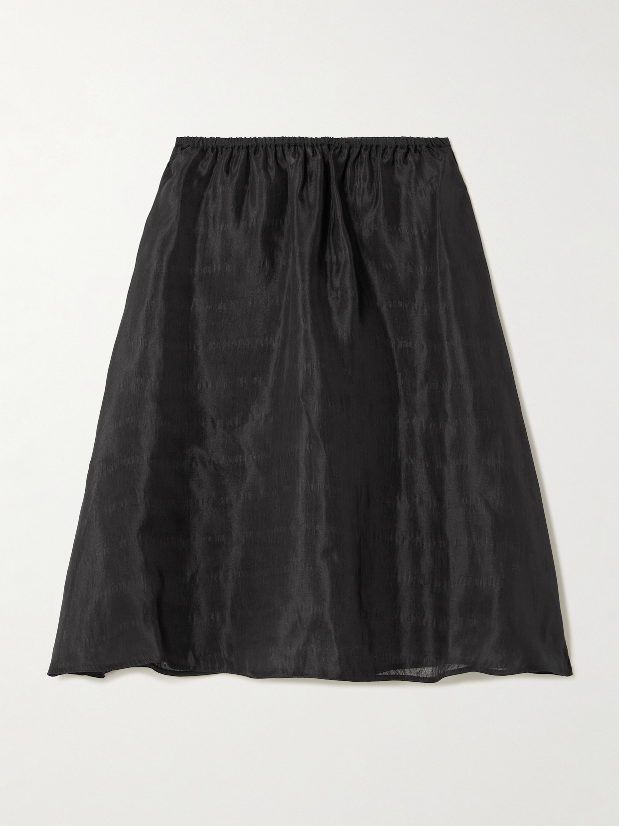 Matteau Silk And Linen-blend Midi Skirt In Black