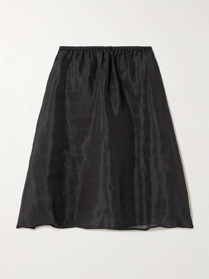 Silk And Linen-blend Midi Skirt