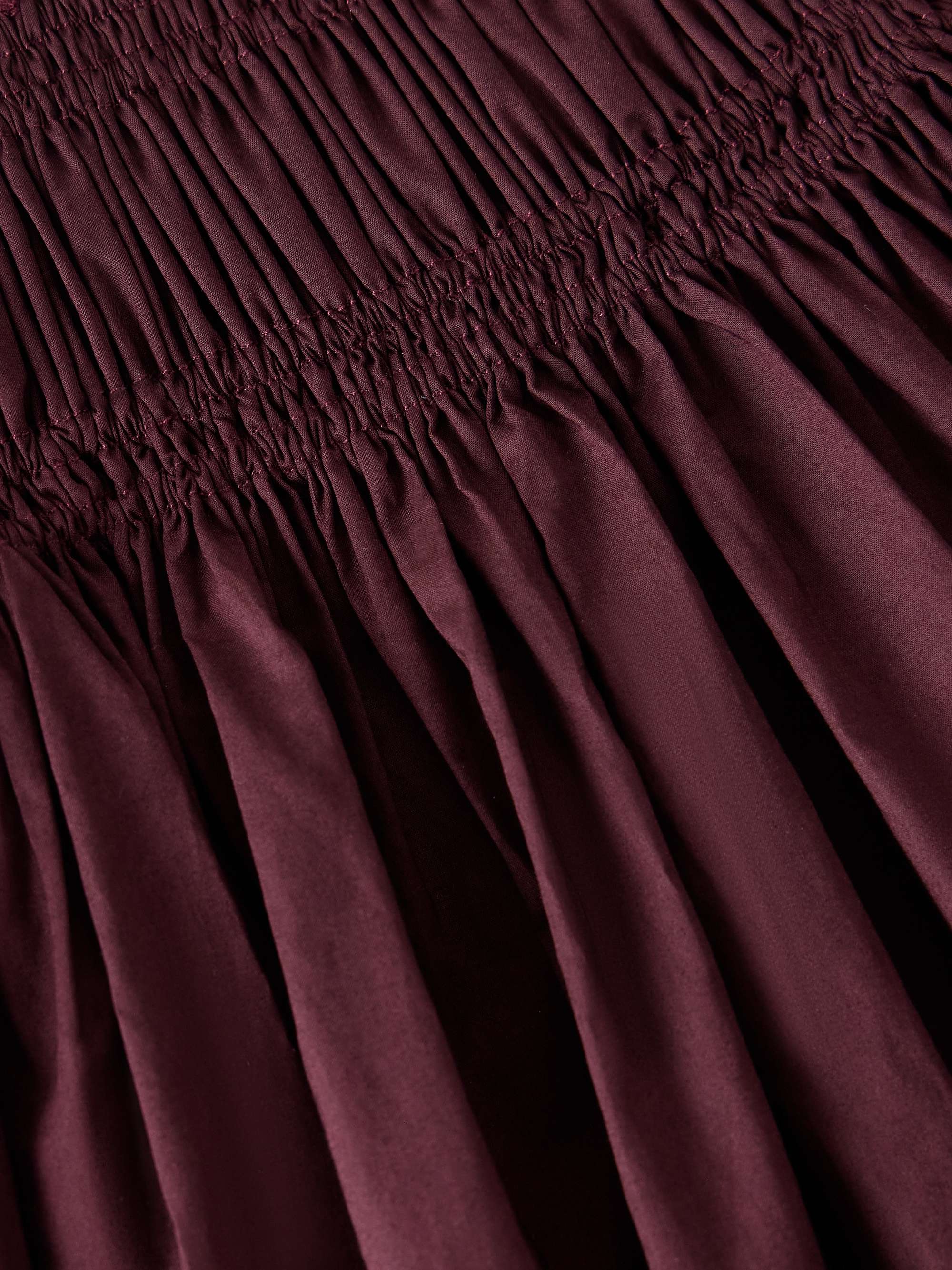 MATTEAU Shirred organic cotton and silk-blend poplin maxi dress