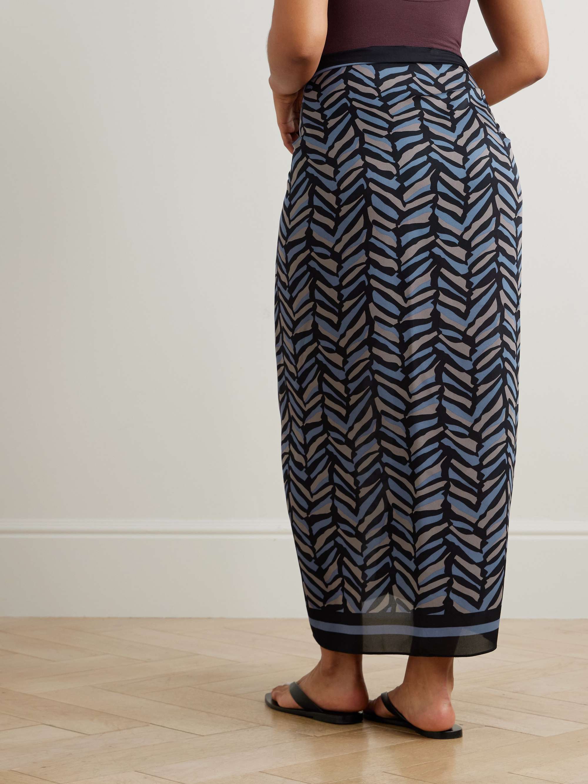 MATTEAU Printed silk-georgette pareo